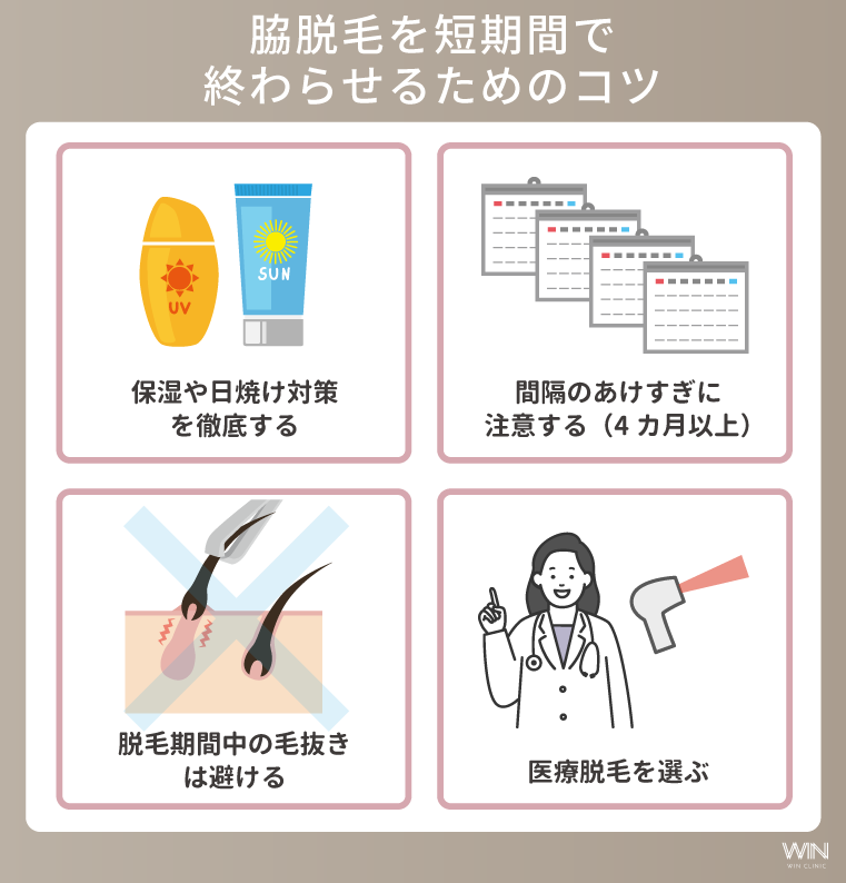 脇脱毛を短期間で終わらせるためのコツ