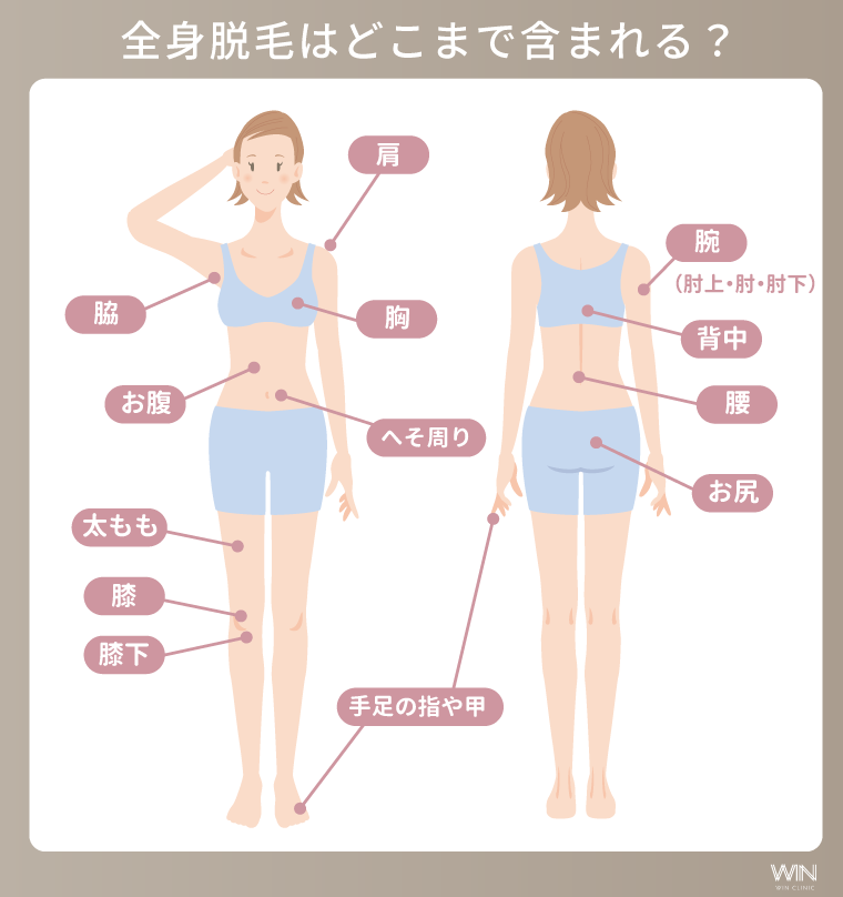 全身脱毛はどこまで含まれる？一般的な範囲と注意点