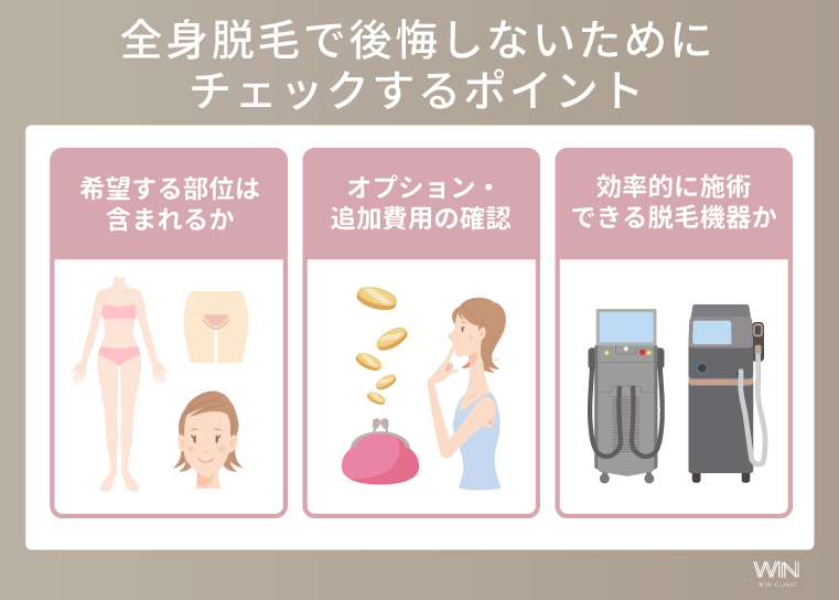 全身脱毛で後悔しないためにチェックするポイント